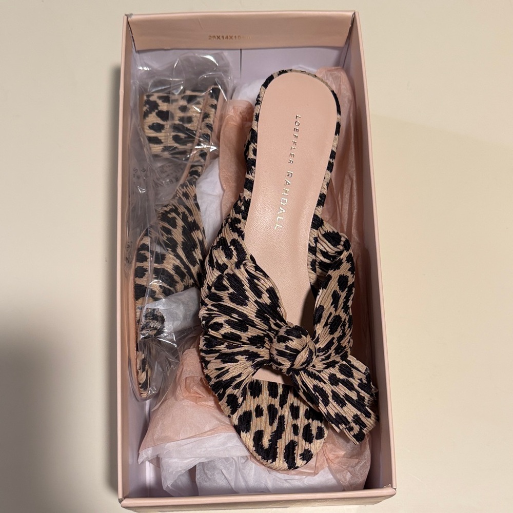 Loeffler Randall Leopard Print Bow Mules new in box